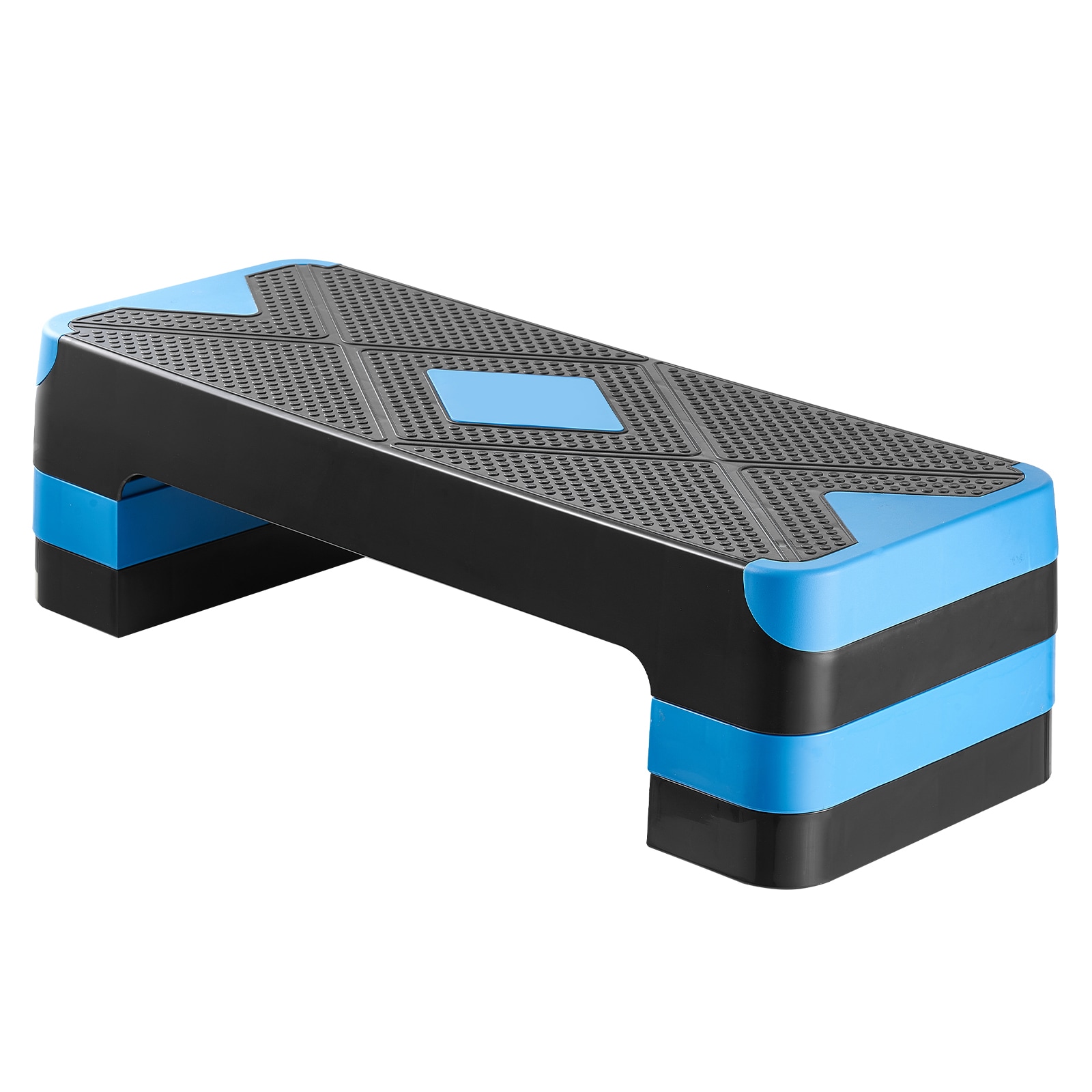 Aerobic Exercise Step Platform Height Adjustable Workout Stepper 4 Riser Blue_voghion.com